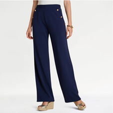 Gold Button Texture Crepe Trouser - LT337